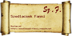 Szedlacsek Fanni névjegykártya