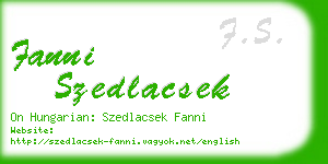 fanni szedlacsek business card